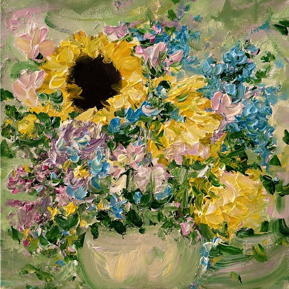 Other - SIGNED ORIGINAL ACRYLIC TEXTURIZED SUNFLOWER PAINTING